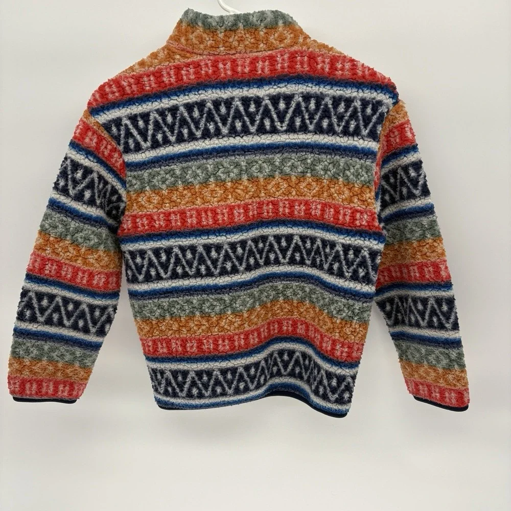 Old Navy Aztec Print Fuzzy Fleece Jacket Geometric Pattern Kids Large 10-12